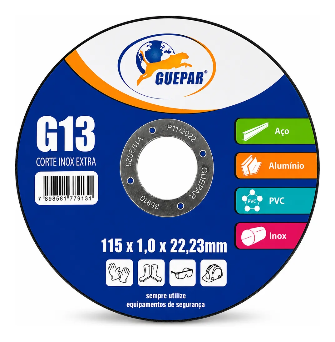 Disco de Corte fino 4.1/2 115mm Guepar metal Inox
