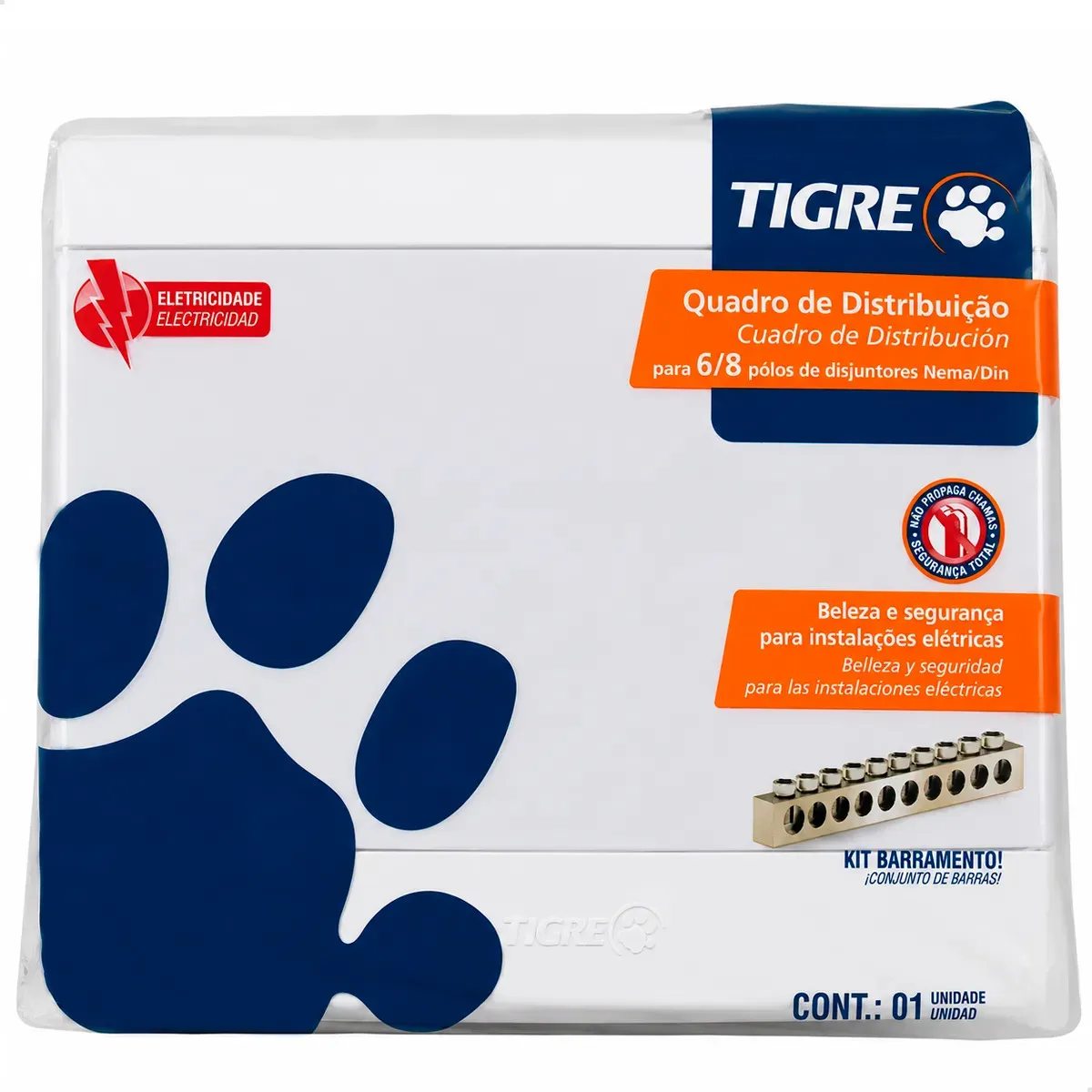 Quadro De Embutir De 6/8 Disjuntores Tigre S/Barramento